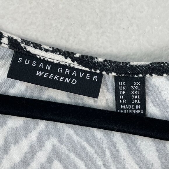 Susan Graver Weekend Womens Plus 2X Zebra Print V Neck Tunic Top Liquid Knit - Picture 3 of 9